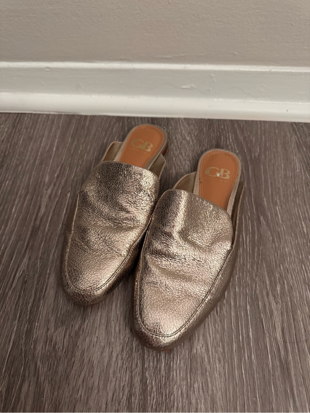 Gianni Bini Metallic Gold Slip-On Mules